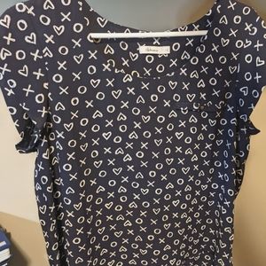 SOLD - Navy Blue short sleeved blouse